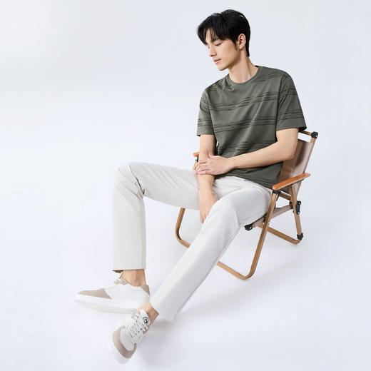 【条纹T恤】柒牌短袖T恤男2025夏季新品条纹印花圆领休闲套头上衣128T70250 商品图3