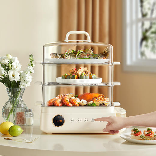 小熊/Bear 电蒸锅 DZG-CB3P2 米白色 电子式 三层蒸 商品图2