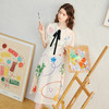 两三事 魔法绘笔 2025春季新款文艺风手绘印花腰封系带连衣裙 商品缩略图2
