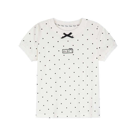 笛莎千与2025夏季新款女童时尚波点印花短袖T恤 商品图4