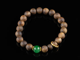 XY0148沉香碧玉925银跑环手串