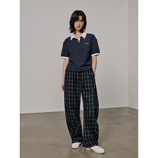 UMILAB【海岛】肌理感优可丝棉清爽透气拼色假两件polo短袖T716W 商品图4