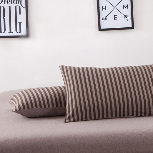 【针织棉枕套】日式无印全棉针织棉枕头套良品简约条纹纯棉单人天竺棉枕套一对 商品图12