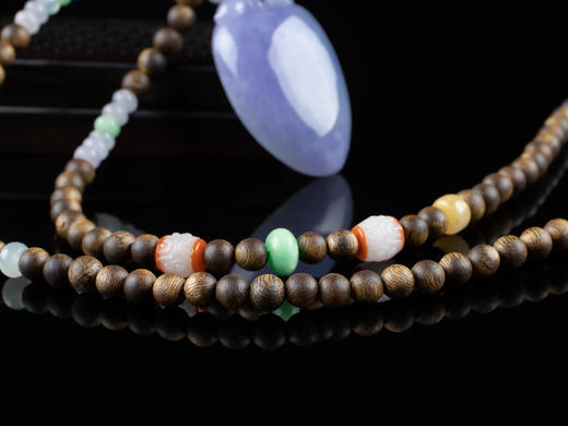 XY0155沉香+翡翠紫罗兰寿桃挂坠 商品图6