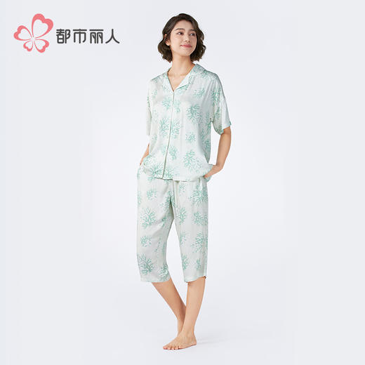 都市丽人好睡好眠女士梭织棉短袖套装薄人棉贡缎短袖类LHH1E2 商品图2