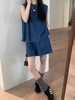 【新款仿牛仔背心套装】夏季 韩系显瘦无袖上衣 松紧腰短裤两件套 商品缩略图1