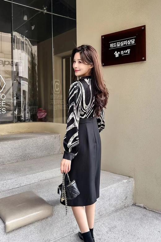 ELLA JADE 艺术印花光泽感收腰连衣裙 19835 商品图4