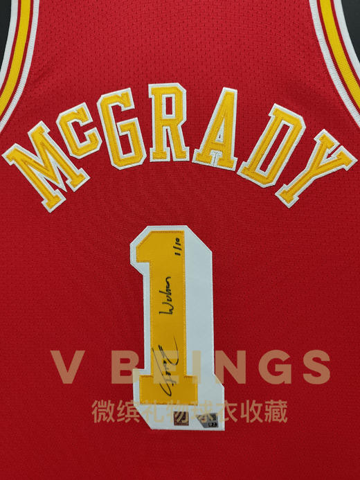 收藏系列 麦迪 “武汉”限量版 火箭队红色1号 亲笔签名球衣 商品图2