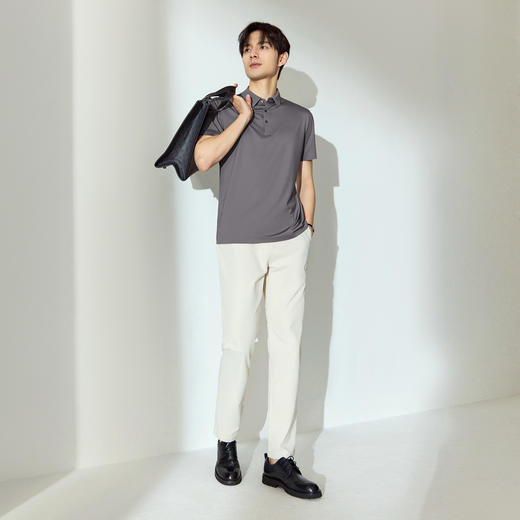 【无缝工艺/含桑蚕丝】柒牌男装短袖Polo衫夏季2025新品翻领上衣128T73150 商品图4