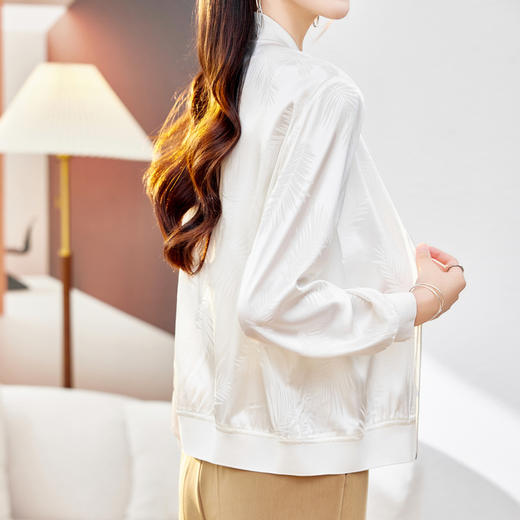丁摩重磅桑蚕丝外套女春季夹克衫防晒真丝棒球服开衫宽松大码休闲上衣AL698 商品图3