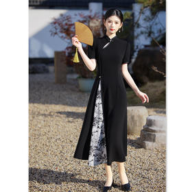 GX民族风珍珠纱长款奥黛旗袍裙2025春夏新款复古国风日常可穿旗袍裙