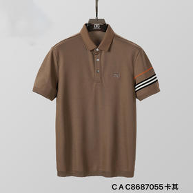 纯色撞色条纹袖polo衫男短袖夏季高级感翻领休闲T恤   XLM-CAC8687055
