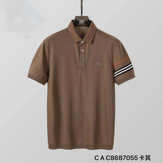 纯色撞色条纹袖polo衫男短袖夏季高级感翻领休闲T恤   XLM-CAC8687055 商品图0