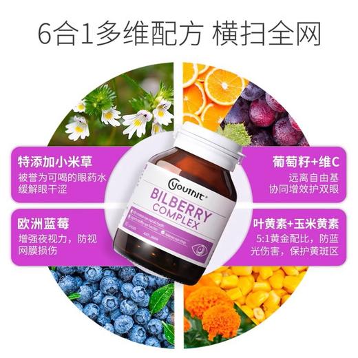 【保税】澳洲 优思益（Youthit） 蓝莓叶黄素护眼胶囊 60粒 商品图1