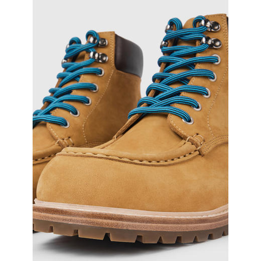 GXG男靴黑色马丁靴男复古牛皮手工皮靴工装靴子男士杏色 商品图4