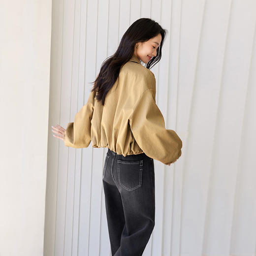 IC 仿牛仔肌理感休闲舒适短外套新款时尚简约纯色设计女上衣 商品图3