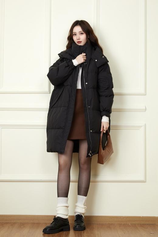 HAYES 黑色韩版百搭中长款羽绒服 19802 商品图1