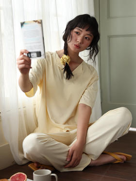 蚕养·带胸垫家居服  棉+人棉混纺+桑蚕丝成分爽滑亲肤免穿Bra