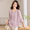 QY6712 国风设计感小众女式t恤洋气减龄短款显瘦七分袖上衣夏季 商品缩略图3