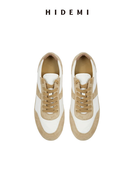 HIDEMI citywalk轻跑鞋系列梭织尼龙拼接麂皮系带德训鞋球鞋 浅卡其拼白/格纹拼棕 商品图11