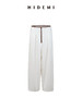 HIDEMI撞色极简设计感斜纹棉皮边拼接镶嵌工艺花苞式中高腰直筒裤 商品缩略图6