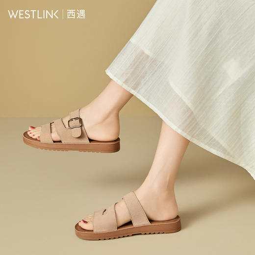 西遇勃肯凉拖鞋女外穿新款夏季超火海边一字拖鞋平底罗马凉鞋V0056534 商品图1