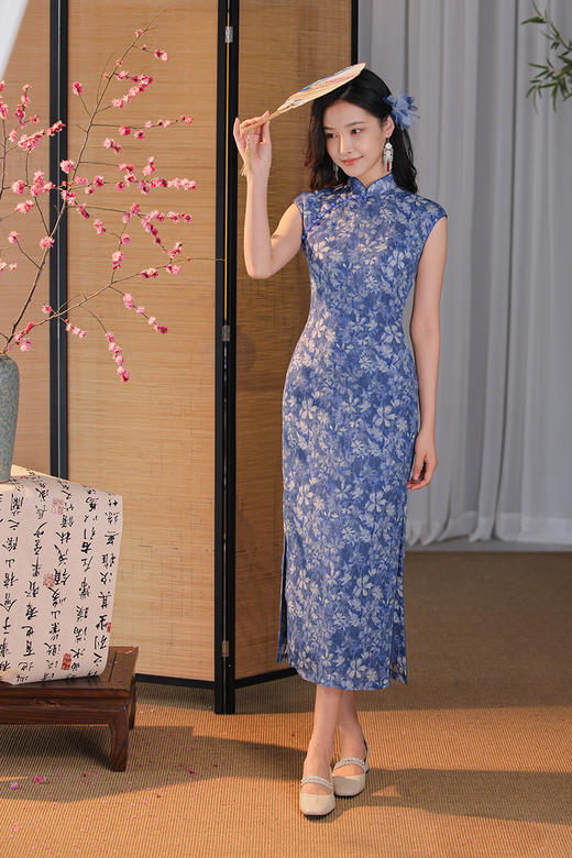 逸红颜明月优选#行走的花间诗旗袍「蘅也」素雅清秀花影成衣，高端纯苎麻纤维 商品图3