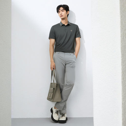 【肌理条POLO衫】柒牌短袖POLO衫男2025夏季新品条纹肌理翻领上衣128T71160 商品图3