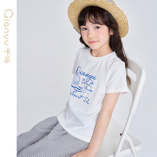 笛莎千与2025夏季新款女童时尚休闲短袖长裤两件套套装 商品图3