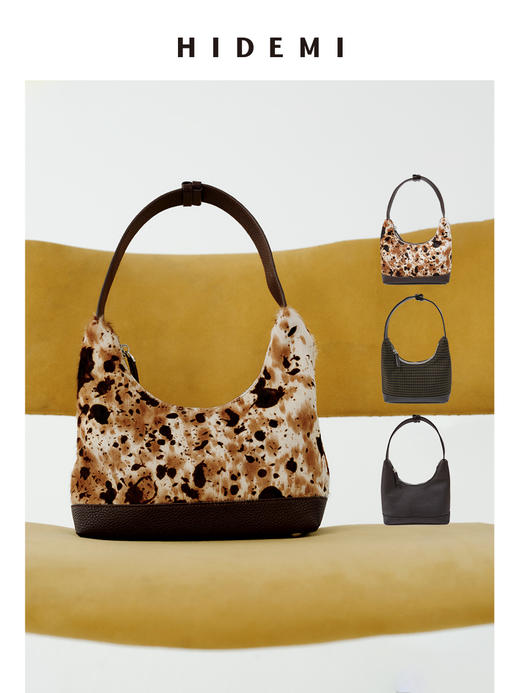 HIDEMI easy系列进口牛皮荔枝皮可调节手柄多背式饭盒包 格纹/乌木棕/动物纹 商品图0