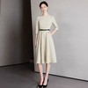 IWY/杏色新款气质春夏季连衣裙女修身收腰显瘦伞裙上班通勤穿搭A字裙Q1265 商品缩略图2