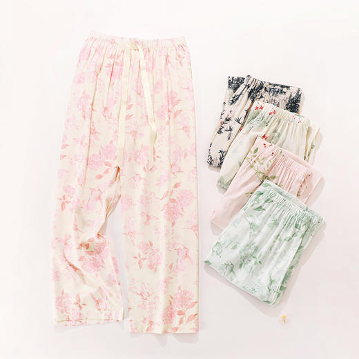 【商场同款】熳洁儿 春夏印花单裤百搭显瘦阔腿裤升级版带口袋花花裤25203020/25203021 商品图1
