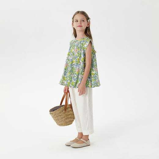 【马克珍妮 芦芙】女童花鸟童话飞袖衬衫儿童上衣夏装新款240371 商品图2