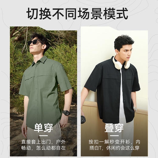 十如仕暗袋休闲男士百搭夏季简约男式丝光衬衫短袖-CS22 商品图8
