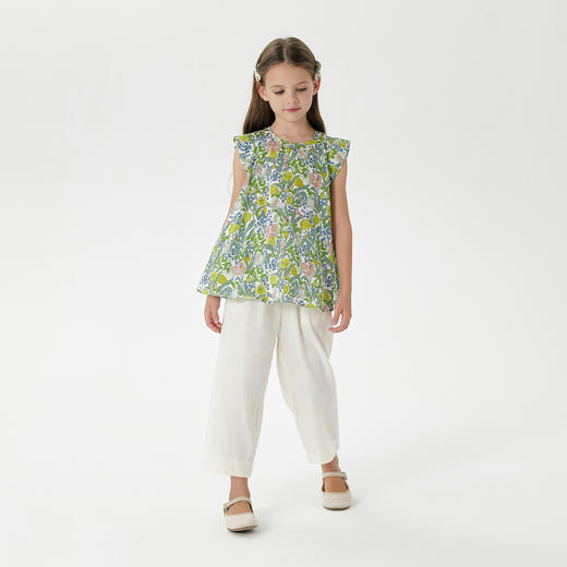 【马克珍妮 芦芙】女童花鸟童话飞袖衬衫儿童上衣夏装新款240371 商品图1