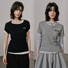 UMILAB【游离】100%强捻棉经典黑白灰微修身春夏短袖T恤女T715W 商品缩略图0