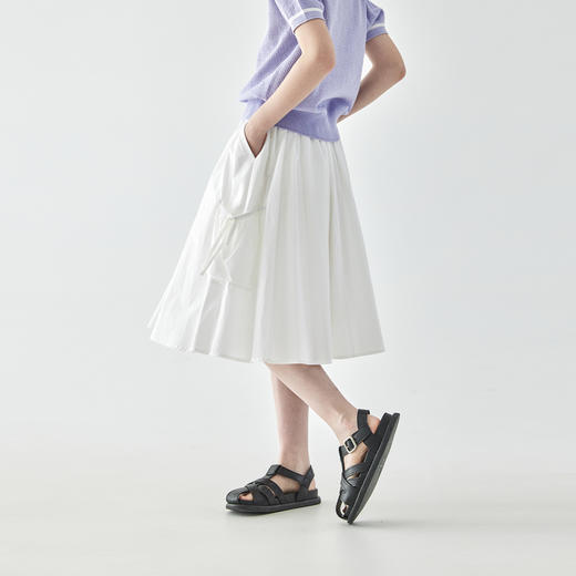 棵初25年夏季新款童装干净清爽简约A字小白裙女童甜美百搭半身裙 商品图4