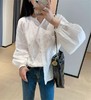 法式温柔刺绣小灯笼袖纯棉衬衫 商品缩略图7