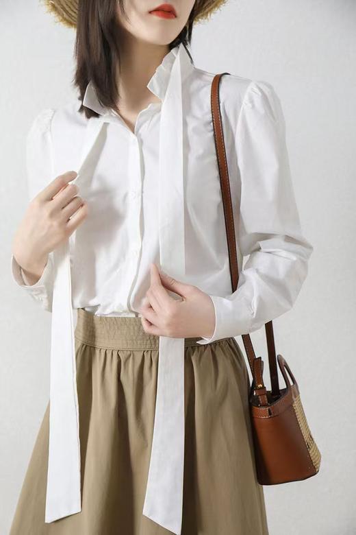 冰点价！仅限11.11！退货勿拍 原创设计师品牌- CHUMO初沫8001设计感系蝴蝶结花边领韩版衬衫-喜出 商品图0