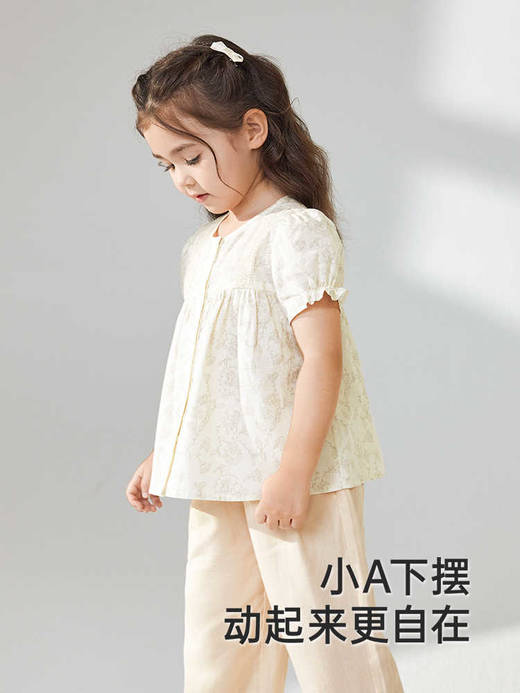 英氏儿童衬衫夏季透气短袖女童衬衫印花衬衣2025新款YRCCJ2R050A 商品图2