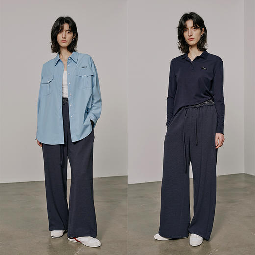 UMILAB【边界】肌理感垂顺亲肤双层松紧腰直筒卫裤休闲裤P1229W 商品图3