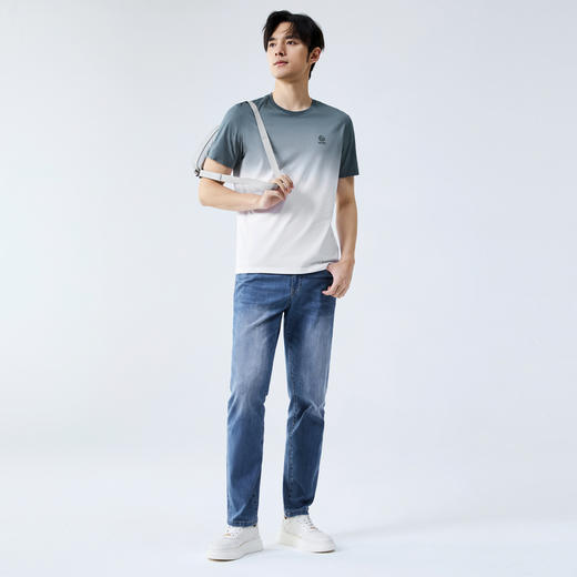 【国风图案T恤/渐变吊染】柒牌圆领短袖T恤夏季薄款男士纯棉体恤128T70810 商品图3