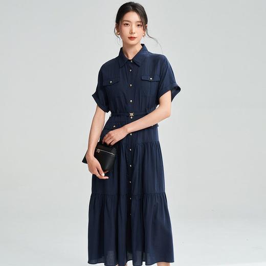 25夏季新款凯旋门连衣裙翻领排扣短袖衬衫连衣裙18287 商品图2