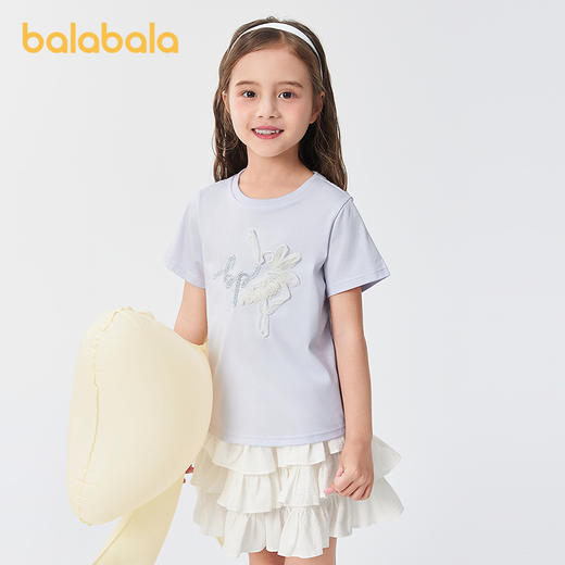 巴拉巴拉童装儿童短袖女童t恤2025款夏速干凉感上衣 商品图0
