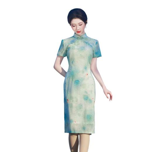 GX苏杭旗袍小个子中长款旗袍2025春夏新款复古国风圆襟短袖少女旗袍 商品图4