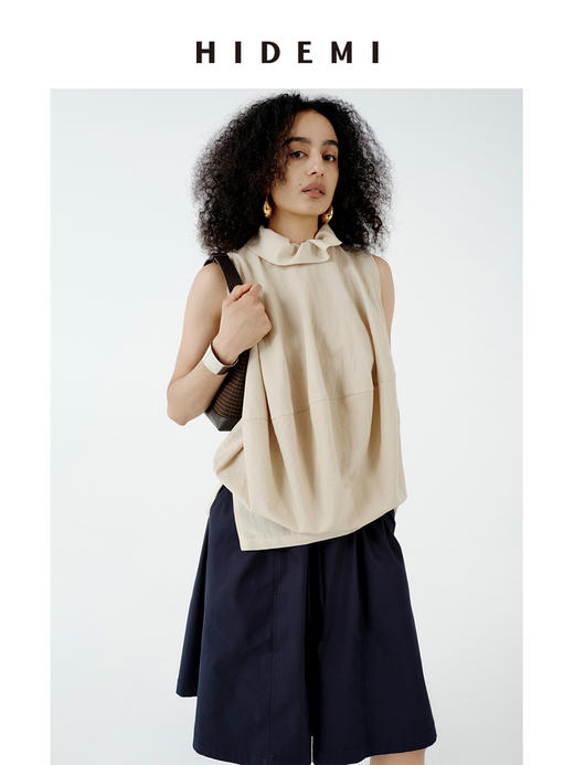HIDEMI 【当当同款】极简立裁大廓形灯笼设计感手作拼接背心半裙套装 商品图9