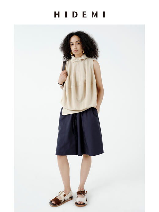 HIDEMI 【当当同款】极简立裁大廓形灯笼设计感手作拼接背心半裙套装 商品图8