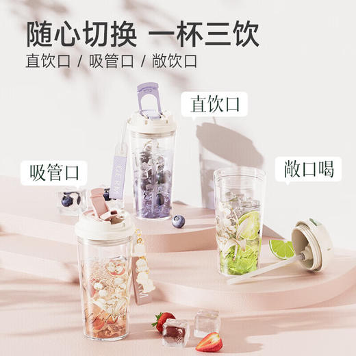 【6F】多样屋格沵（germ）原创铃兰夏季双饮塑料杯女带吸管耐高温随手咖啡水杯520ML 商品图1