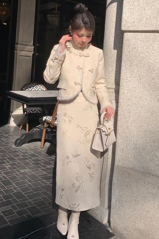 Le Malene 白色新中式提花羽绒套装 19839 商品图3