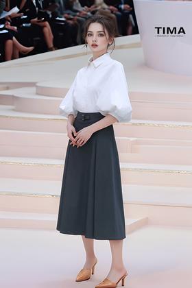 内工字折大摆半裙